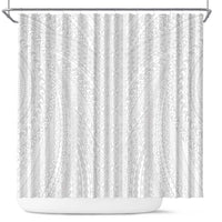 Lotu Tamaiti White Tongan Ngatu Shower Curtain Polynesian Tribal Fonulei Pattern - Polynesian Pride