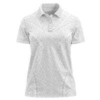 Lotu Tamaiti White Tongan Ngatu Women Polo Shirt Polynesian Tribal Fonulei Pattern - Polynesian Pride