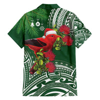 Christmas Hawaii with I'iwi Bird Family Matching Tank Maxi Dress and Hawaiian Shirt Aloha Mele Kalikimaka - Green Art LT9 - Polynesian Pride
