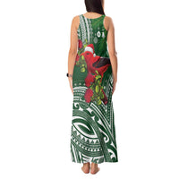 Christmas Hawaii with I'iwi Bird Tank Maxi Dress Aloha Mele Kalikimaka - Green Art LT9 - Polynesian Pride