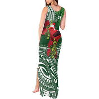 Christmas Hawaii with I'iwi Bird Tank Maxi Dress Aloha Mele Kalikimaka - Green Art LT9 - Polynesian Pride