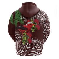 Christmas Hawaii with I'iwi Bird Hoodie Aloha Mele Kalikimaka - Oxblood Art LT9 - Polynesian Pride
