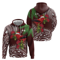 Christmas Hawaii with I'iwi Bird Hoodie Aloha Mele Kalikimaka - Oxblood Art LT9 - Polynesian Pride