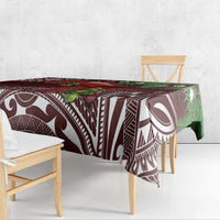 Christmas Hawaii with I'iwi Bird Tablecloth Aloha Mele Kalikimaka - Oxblood Art