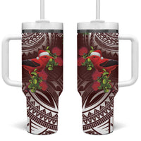 Christmas Hawaii with I'iwi Bird Tumbler With Handle Aloha Mele Kalikimaka - Oxblood Art