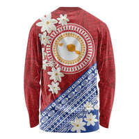 French Polynesia Long Sleeve Shirt Tahitian Tiare Flowers Tribal