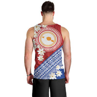 French Polynesia Men Tank Top Tahitian Tiare Flowers Tribal