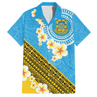 Tuvalu Plumeria Flowers Family Matching Off The Shoulder Long Sleeve Dress and Hawaiian Shirt Polynesian Tribal Pattern