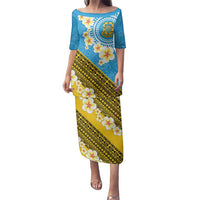 Tuvalu Plumeria Flowers Family Matching Puletasi and Hawaiian Shirt Polynesian Tribal Pattern