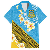 Tuvalu Plumeria Flowers Family Matching Tank Maxi Dress and Hawaiian Shirt Polynesian Tribal Pattern LT9 Dad's Shirt - Short Sleeve Blue - Polynesian Pride