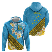 Tuvalu Plumeria Flowers Hoodie Polynesian Tribal Pattern
