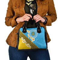 Tuvalu Plumeria Flowers Shoulder Handbag Polynesian Tribal Pattern