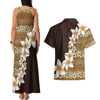 Vintage Hibiscus Turtle Pattern Couples Matching Tank Maxi Dress and Hawaiian Shirt with Plumeria Half Style LT9 - Polynesian Pride