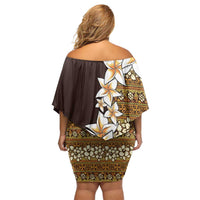 Vintage Hibiscus Turtle Pattern Family Matching Off Shoulder Short Dress and Hawaiian Shirt with Plumeria Half Style