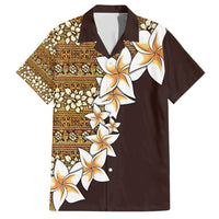 Vintage Hibiscus Turtle Pattern Family Matching Short Sleeve Bodycon Dress and Hawaiian Shirt with Plumeria Half Style LT9 Dad's Shirt - Short Sleeve Gold - Polynesian Pride