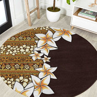 Vintage Hibiscus Turtle Pattern Round Carpet with Plumeria Half Style LT9 Gold - Polynesian Pride