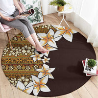 Vintage Hibiscus Turtle Pattern Round Carpet with Plumeria Half Style LT9 - Polynesian Pride