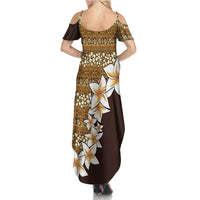 Vintage Hibiscus Turtle Pattern Summer Maxi Dress with Plumeria Half Style LT9 - Polynesian Pride