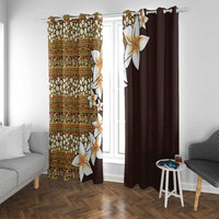 Vintage Hibiscus Turtle Pattern Window Curtain with Plumeria Half Style LT9 With Grommets Gold - Polynesian Pride