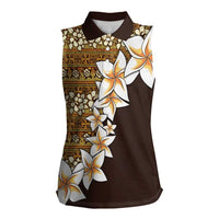 Vintage Hibiscus Turtle Pattern Women Sleeveless Polo Shirt with Plumeria Half Style