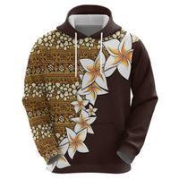 Vintage Hibiscus Turtle Pattern Zip Hoodie with Plumeria Half Style LT9 - Polynesian Pride