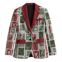 Mele Kalikimaka Hawaiian Quilt and Lei Patchwork Blazer - Polynesian Pride