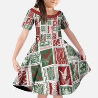 Mele Kalikimaka Hawaiian Quilt and Lei Patchwork Family Matching Short Sleeve Bodycon Dress and Hawaiian Shirt - Polynesian Pride