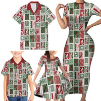 Mele Kalikimaka Hawaiian Quilt and Lei Patchwork Family Matching Short Sleeve Bodycon Dress and Hawaiian Shirt - Polynesian Pride