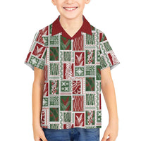 Mele Kalikimaka Hawaiian Quilt and Lei Patchwork Family Matching Short Sleeve Bodycon Dress and Hawaiian Shirt - Polynesian Pride