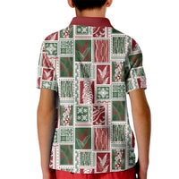 Mele Kalikimaka Hawaiian Quilt and Lei Patchwork Kid Polo Shirt - Polynesian Pride