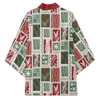 Mele Kalikimaka Hawaiian Quilt and Lei Patchwork Kimono - Polynesian Pride