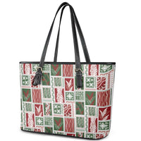 Mele Kalikimaka Hawaiian Quilt and Lei Patchwork Leather Tote Bag - Polynesian Pride