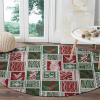 Mele Kalikimaka Hawaiian Quilt and Lei Patchwork Round Carpet - Polynesian Pride