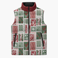 Mele Kalikimaka Hawaiian Quilt and Lei Patchwork Sleeveless Puffer Jacket - Polynesian Pride