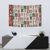 Mele Kalikimaka Hawaiian Quilt and Lei Patchwork Tapestry - Polynesian Pride