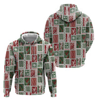 Mele Kalikimaka Hawaiian Quilt and Lei Patchwork Zip Hoodie - Polynesian Pride
