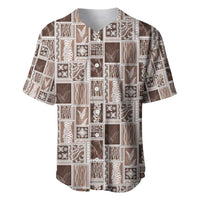 Vintage Aloha Block Quilt Baseball Jersey Beige Inspired Lei Motifs LT9 Beige - Polynesian Pride