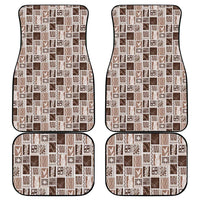 Vintage Aloha Block Quilt Car Mats Beige Inspired Lei Motifs - Polynesian Pride