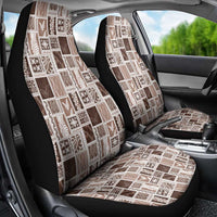 Vintage Aloha Block Quilt Car Seat Cover Beige Inspired Lei Motifs - Polynesian Pride