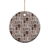 Vintage Aloha Block Quilt Ceramic Ornament Beige Inspired Lei Motifs - Polynesian Pride