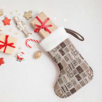 Vintage Aloha Block Quilt Christmas Stocking Beige Inspired Lei Motifs - Polynesian Pride