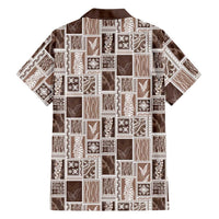 Vintage Aloha Block Quilt Family Matching Off Shoulder Maxi Dress and Hawaiian Shirt Beige Inspired Lei Motifs LT9 - Polynesian Pride