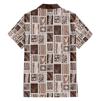 Vintage Aloha Block Quilt Family Matching Off Shoulder Short Dress and Hawaiian Shirt Beige Inspired Lei Motifs LT9 - Polynesian Pride