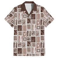 Vintage Aloha Block Quilt Family Matching Puletasi and Hawaiian Shirt Beige Inspired Lei Motifs - Polynesian Pride