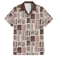 Vintage Aloha Block Quilt Family Matching Short Sleeve Bodycon Dress and Hawaiian Shirt Beige Inspired Lei Motifs - Polynesian Pride