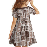 Vintage Aloha Block Quilt Family Matching Tank Maxi Dress and Hawaiian Shirt Beige Inspired Lei Motifs LT9 - Polynesian Pride
