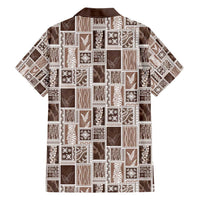 Vintage Aloha Block Quilt Hawaiian Shirt Beige Inspired Lei Motifs LT9 - Polynesian Pride