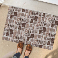 Vintage Aloha Block Quilt Rubber Doormat Beige Inspired Lei Motifs - Polynesian Pride