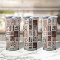 Vintage Aloha Block Quilt Tumbler Cup Beige Inspired Lei Motifs - Polynesian Pride
