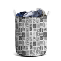 Vintage Aloha Block Quilt Laundry Basket Black Inspired Lei Motifs - Polynesian Pride